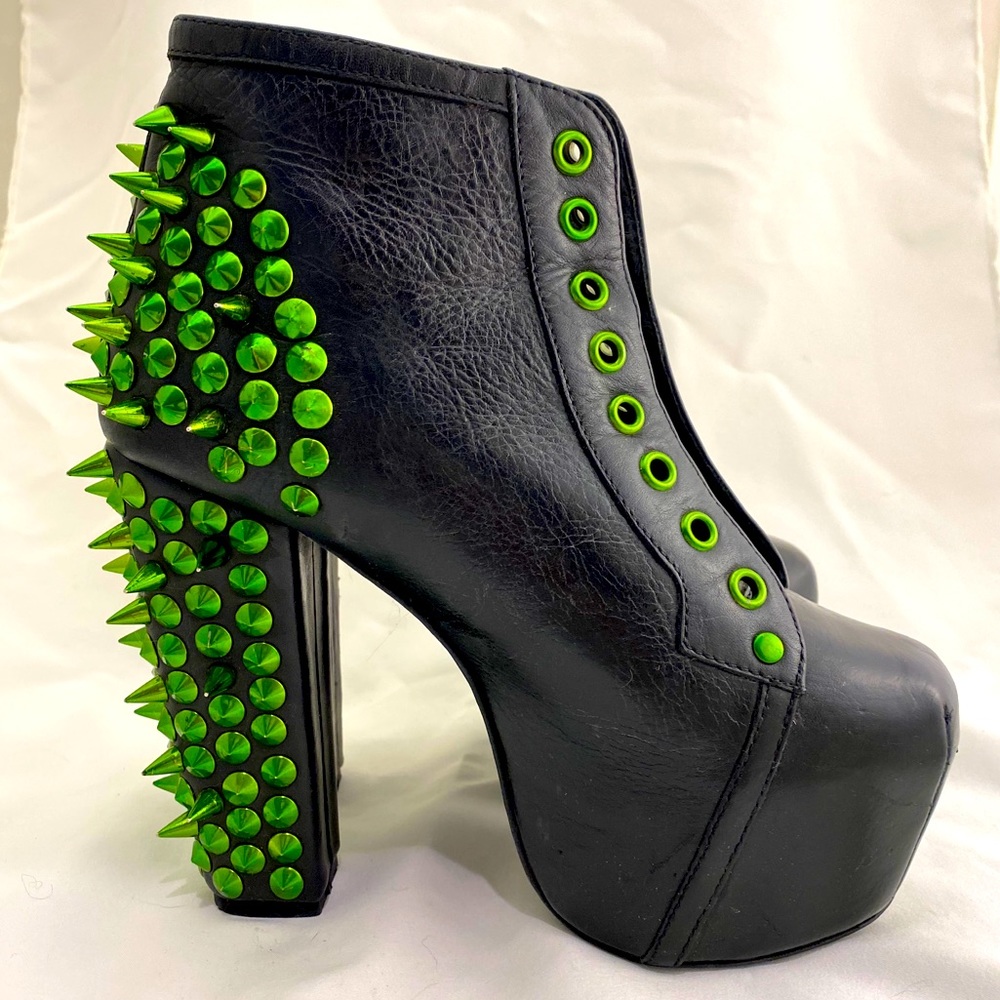 Jeffrey Campbell green spike booties